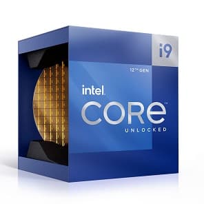 Intel Core i9-12900K premium retail box photographed on a white background.
