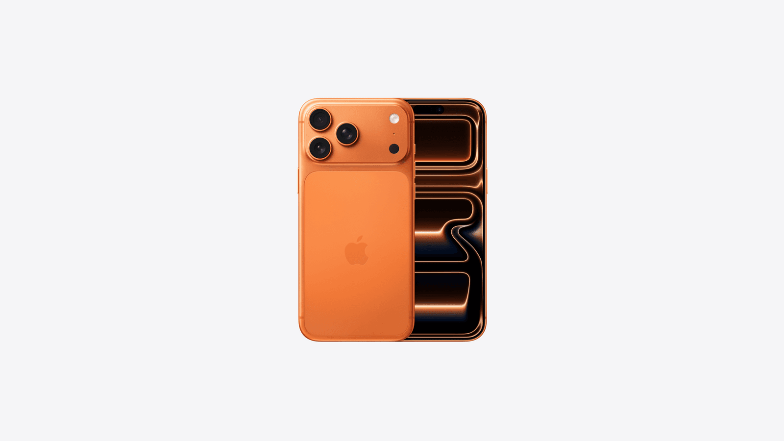 Cosmic Orange iPhone 17 Pro Max shown from the front and back.