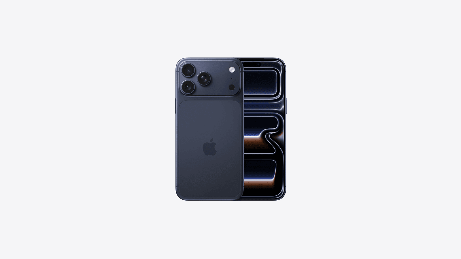 Deep Blue iPhone 17 Pro Max shown from the front and back.