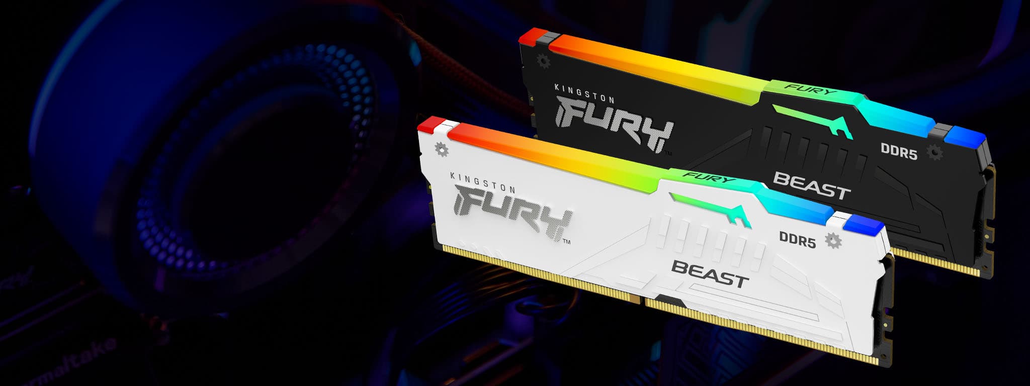 Kingston FURY Beast DDR5 RGB memory modules in official Kingston product artwork.